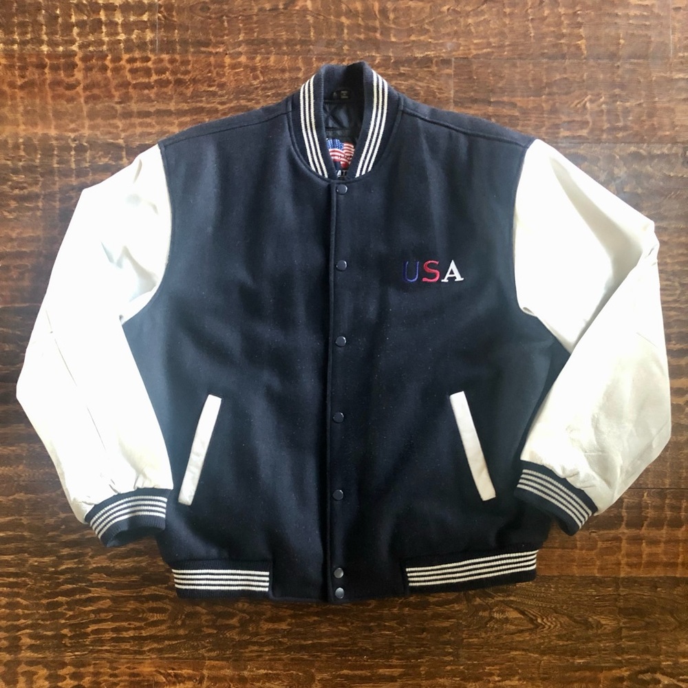 Leather U.S.A. Navy/White Jacket - Size M (EUC)